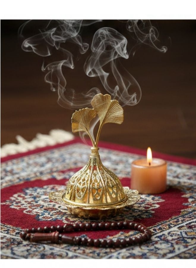 مبخرة بخور ذهبية بتصميم عربي فاخر – مبخرة معدنية مزخرفة من الحديد عالي الجودة مع غطاء قابل للإزالة – لتعطير الجو ونشر الروائح العطرية بالتساوي – قطعة ديكور فاخرة للمنازل والمناسبات – هدية مثالية للأصدقاء والعائلة - Image 4